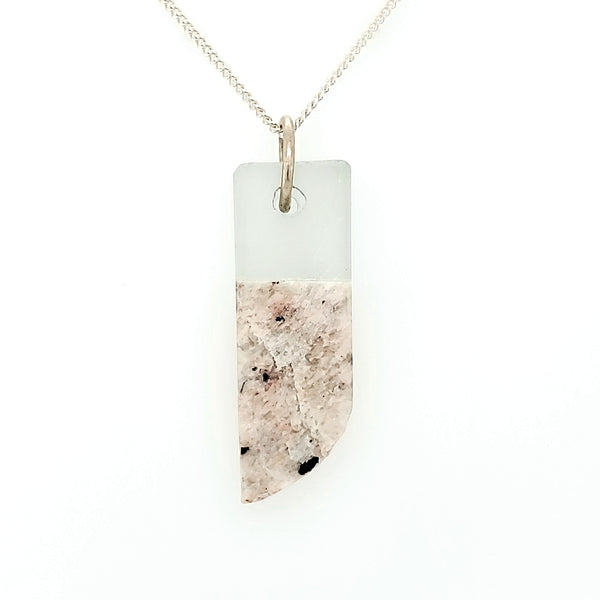 Rock and glass pendant on 16" sterling silver chain.