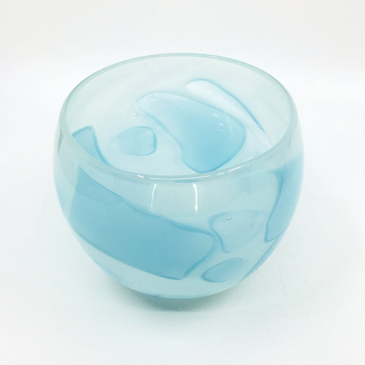 Shadow Vase Series: soft aqua glass bowl with shards captured within the layers of the glass, 4.75" x 5". 