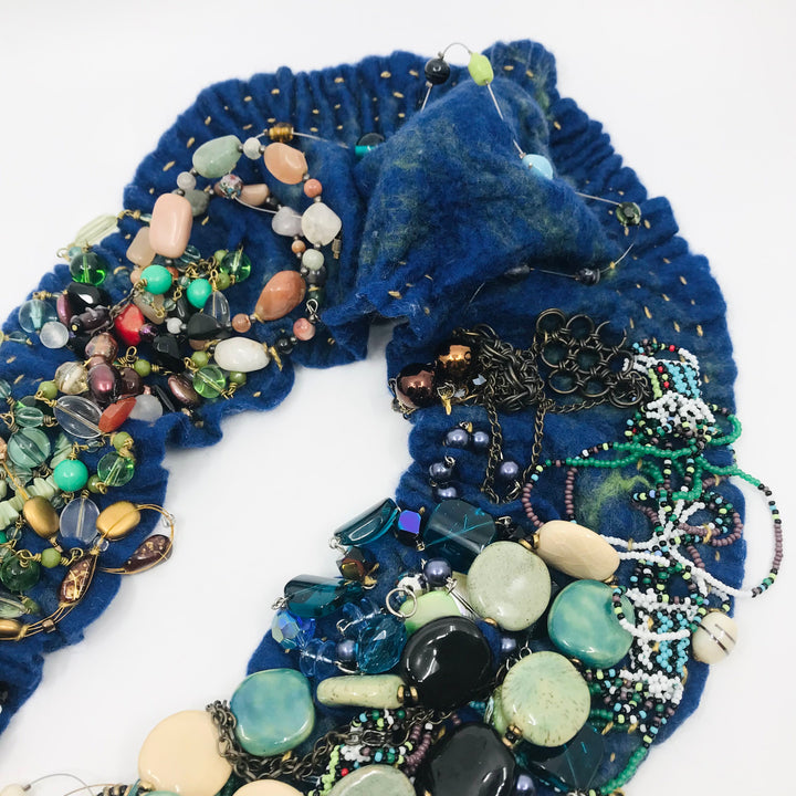 colourful felted neckpiece - details