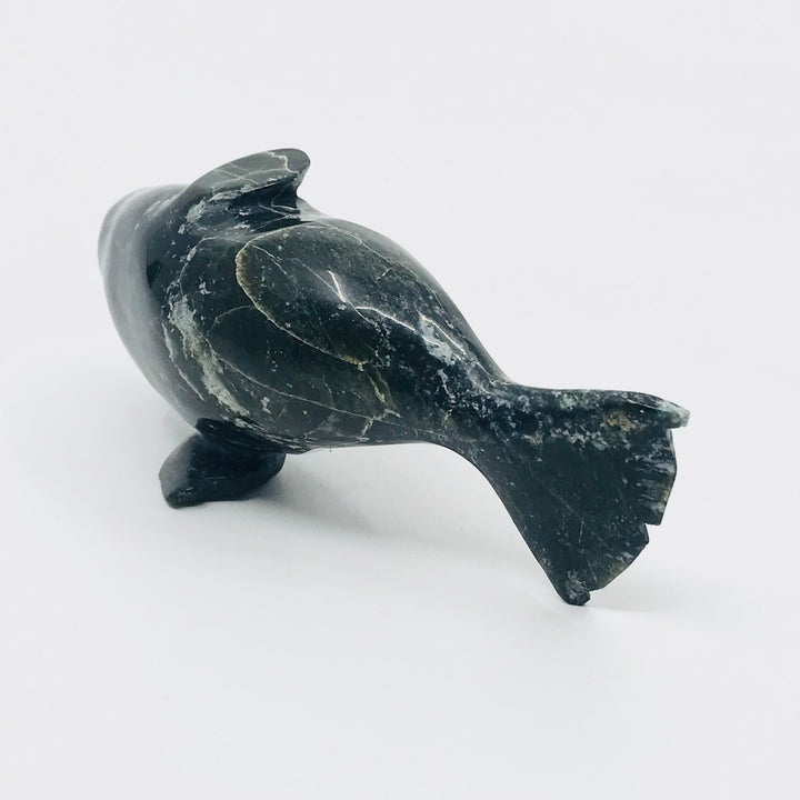 Whale - Small and graceful figure of a whale, carved from black serpentine stone. 