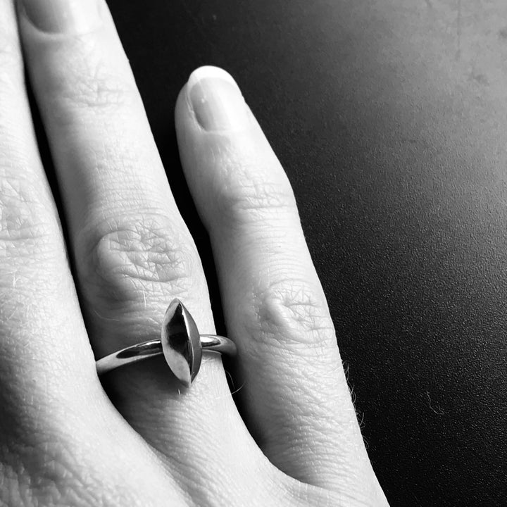 Tiny Shield ring in sterling silver.