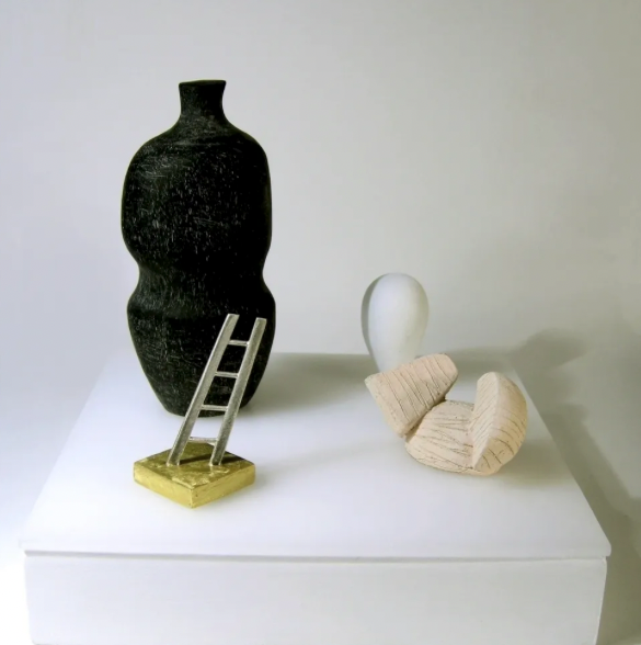 Homage with Ladder, mixed media sculpture by Vivienne Jones