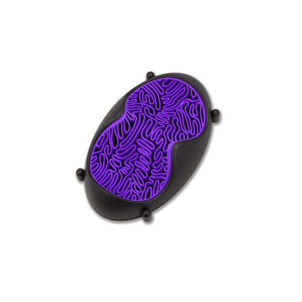 Coccobacillus: Nylon Purple Cytoplasm III, Slice Brooch, 3D printed nylon in stainless steel, 8 x 4.5x 2.5 cm