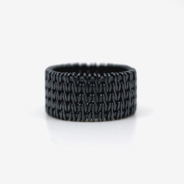 woven oxidized silver ring