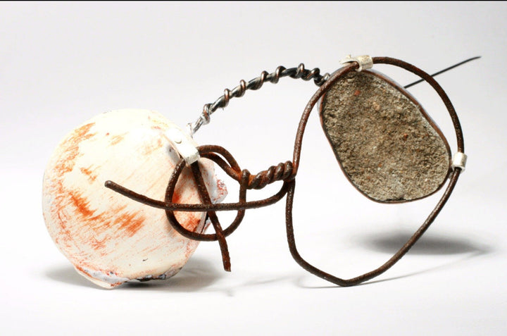 Cement and copper brooch by Meris Mosher