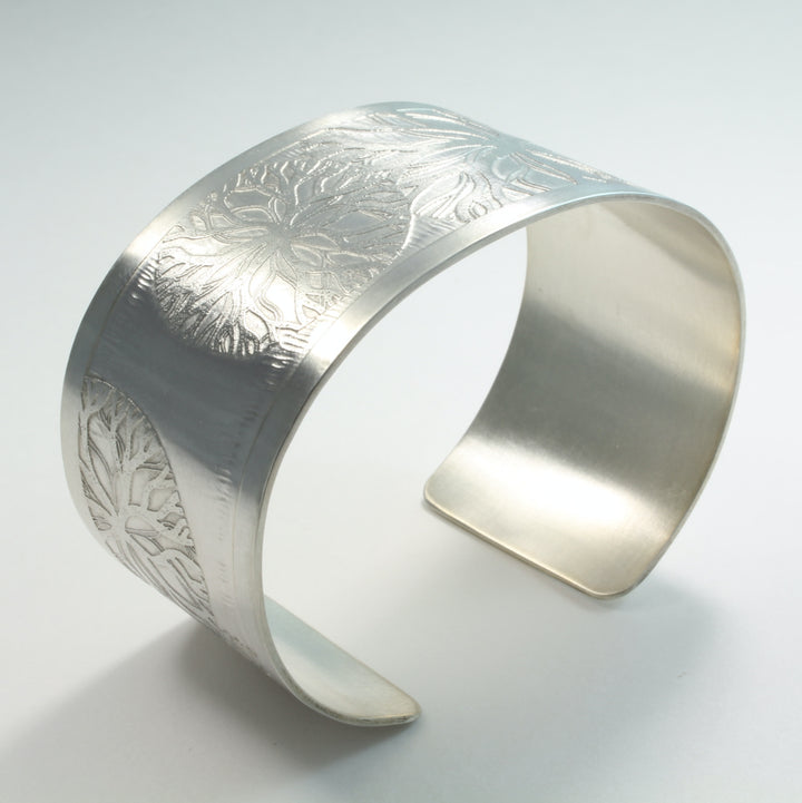 Branch Out etched silver cuff. Sterling silver, fits size medium/large.