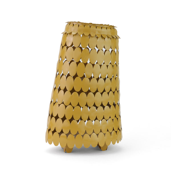 Ochre, Sea Vase Series, a sculptural vessel of powder coated brass