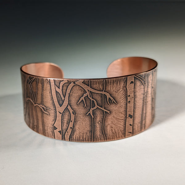 In the Birch Wood Narrow Copper Cuff by Carolyn Young