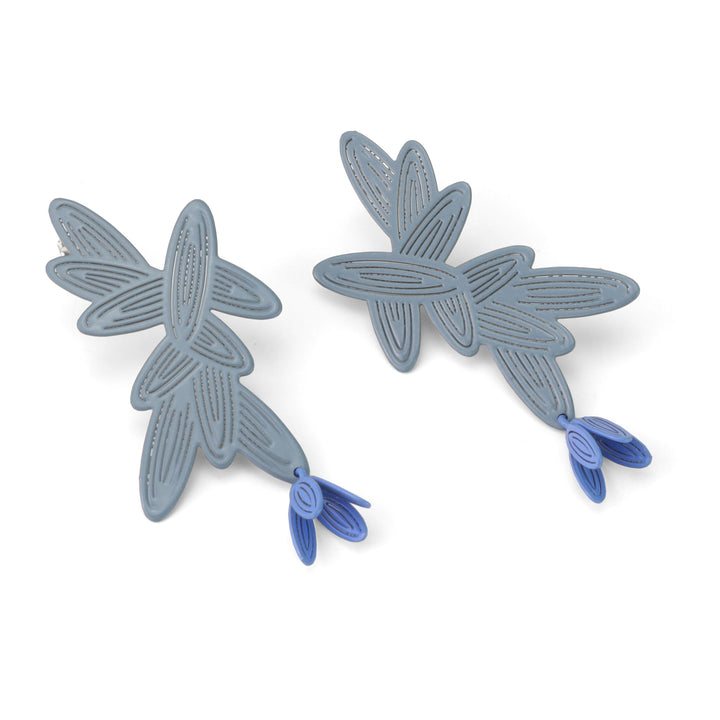 Heron Earrings of powder coated brass with sterling silver posts. 