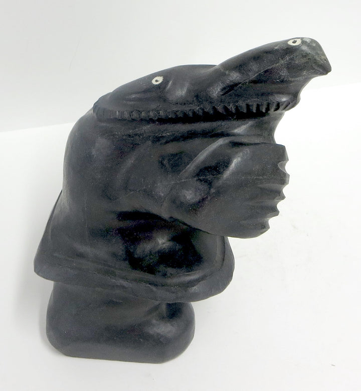 Shaman  - A dramatically mysterious figure carved from black serpentine stone with inlaid eyes.