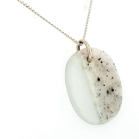 Rock and glass pendant on 24" sterling silver chain.