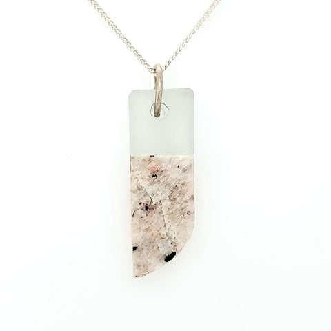 Rock and glass pendant on 16" sterling silver chain.
