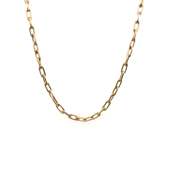 16.6k recycled gold chain, T-clasp with 2 diamonds. 48cm long (19") 