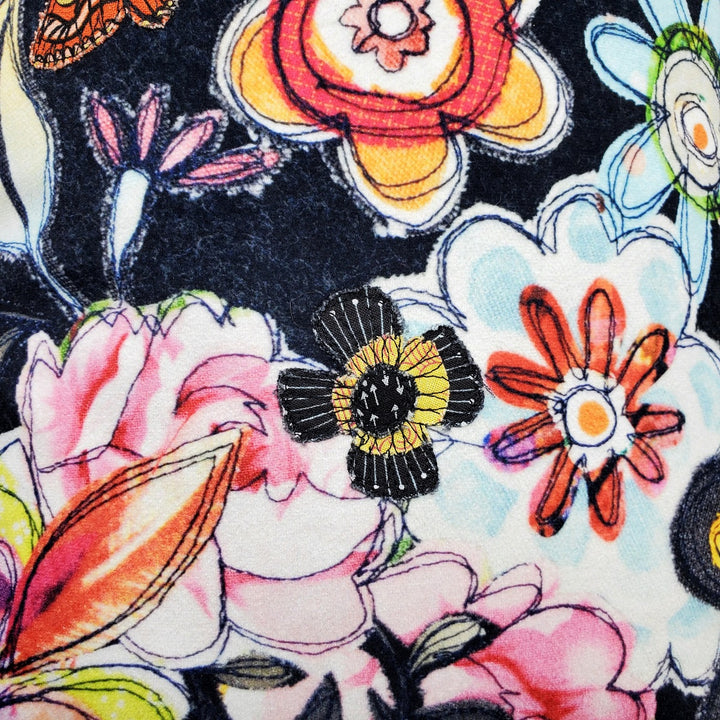 'Floral Garden' Velvet Pillow, 10"x20".