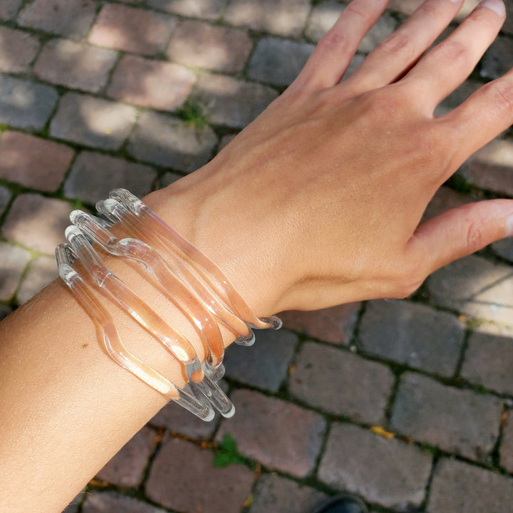 Flame-worked glass bangles. Wear them on their own or stacked. Each one is unique!