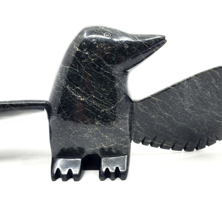Raven, serpentine carving by artist Kov Parr of Cape Dorset, Nunavut. 
