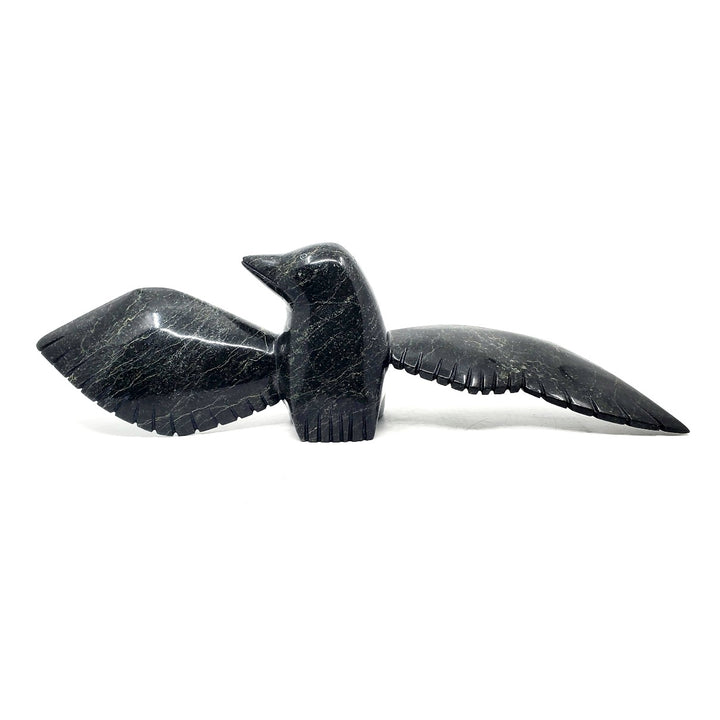 Raven, serpentine carving by artist Kov Parr of Cape Dorset, Nunavut. 