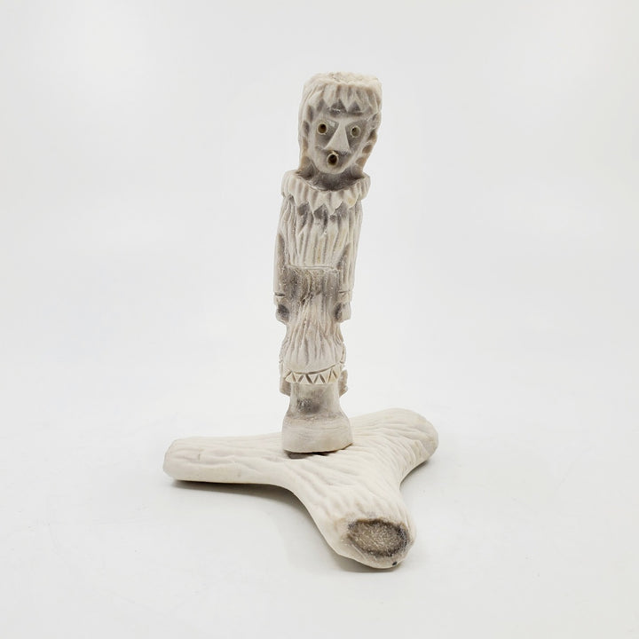 Mother And Baby, caribou antler carving by artist David Nibgoarsi of Arviat, Nunavut. 