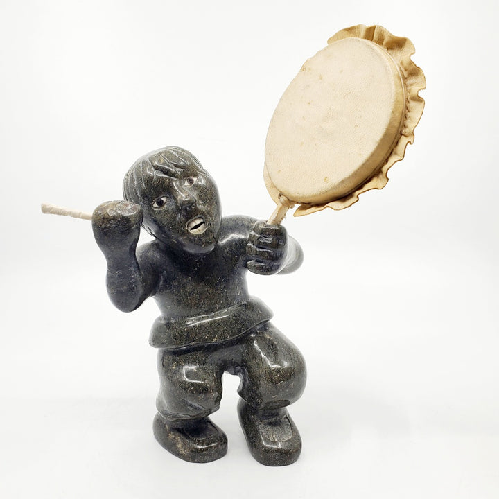 Drummer, serpentinite sculpture by artist Igah Hainnu of Clyde River, Nunavut. 