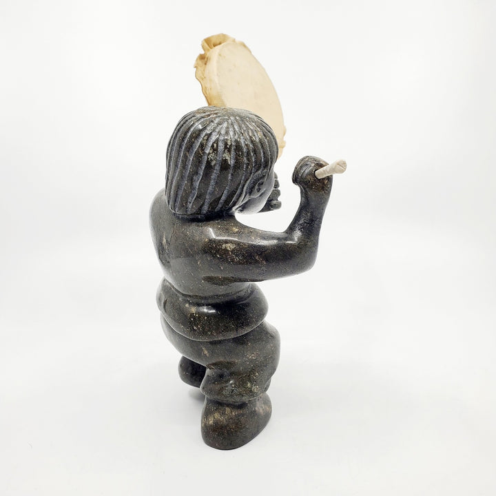 Drummer, serpentinite sculpture by artist Igah Hainnu of Clyde River, Nunavut. 