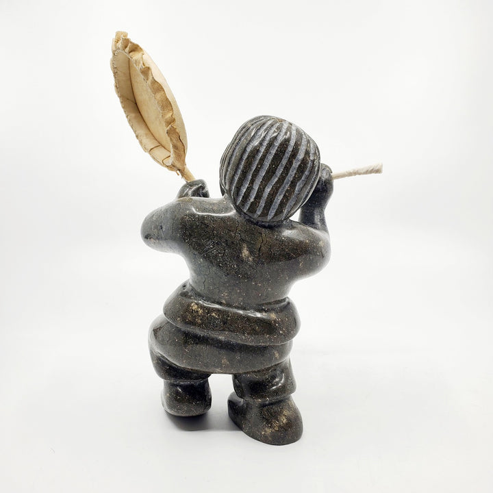 Drummer, serpentinite sculpture by artist Igah Hainnu of Clyde River, Nunavut. 