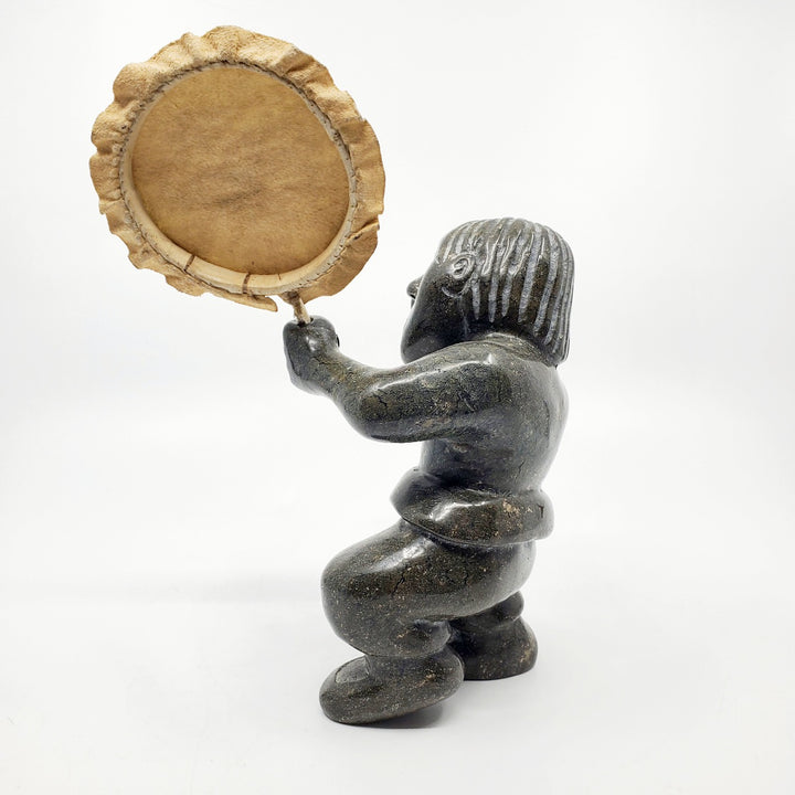 Drummer, serpentinite sculpture by artist Igah Hainnu of Clyde River, Nunavut. 