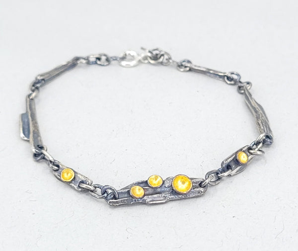Forest Floor Silver and Gold Textured Bracelet by Kaitlyn Derrah