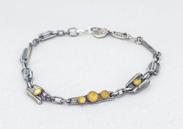 Forest Floor Silver and Gold Textured Bracelet by Kaitlyn Derrah
