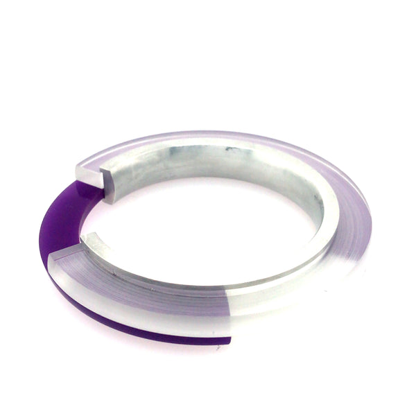 Rotatable purple and clear frosted acrylic bands