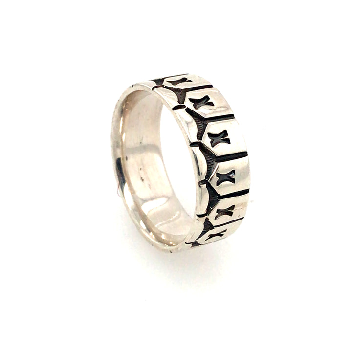 Hand stamped sterling silver ring.