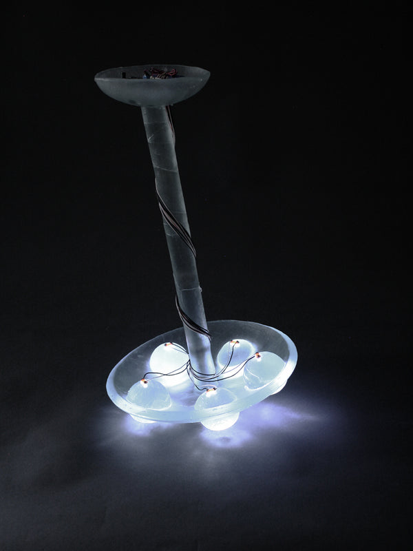 light sculpture: Apparatus for the invention of light  28cm diam x 46cm ht
