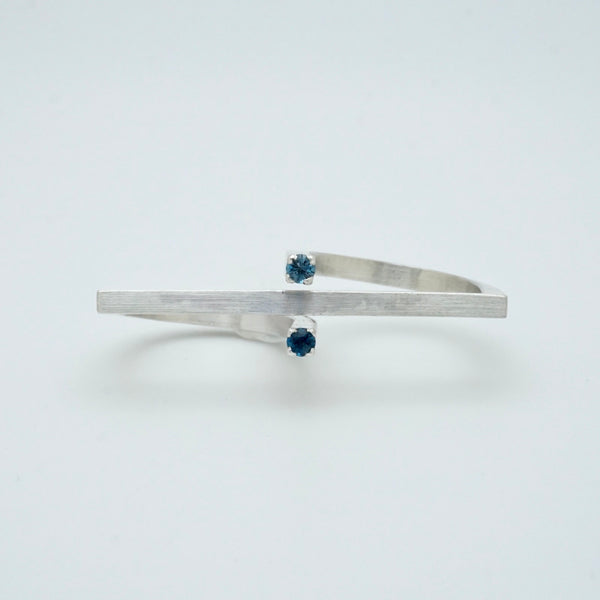 Square Double Finger Ring with London Blue Topaz by Brooklyn Soucie