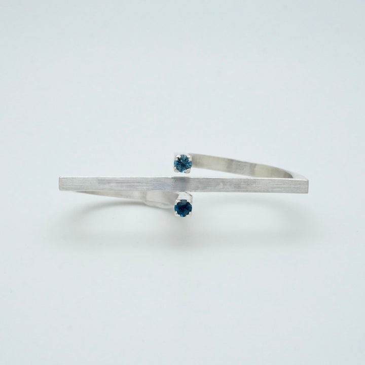 Square Double Finger Ring with London Blue Topaz by Brooklyn Soucie