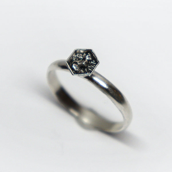 Hexagon Rock Textured Ring in Sterling Silver by MinSeo Whee