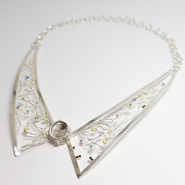 White Collar Journey, Neckpiece with Colourful Stones by MinSeo Whee