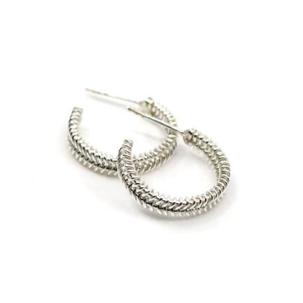  Woven Hoop Studs in Sterling
