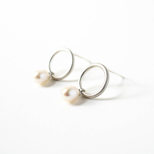 Pearl Drop Circle Studs by Berkeley Brown