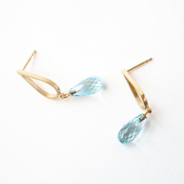 Sky Blue Topaz 14k Gold Drop Studs by Berkeley Brown