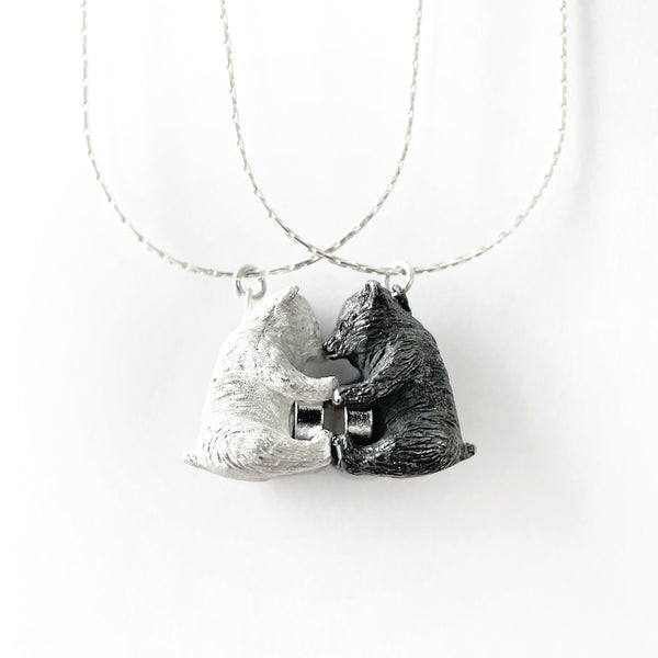 Black & White Bears Hug Pendants by Melody Juthamongkol
