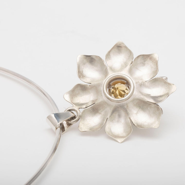 The Bee and Its Eternal Flower, Sterling and Citrine Pendant by David Gomez - back view