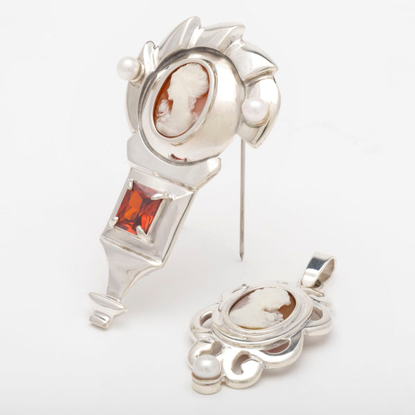 Victorian Splendor, Pendant and Brooch Set by David Gomez