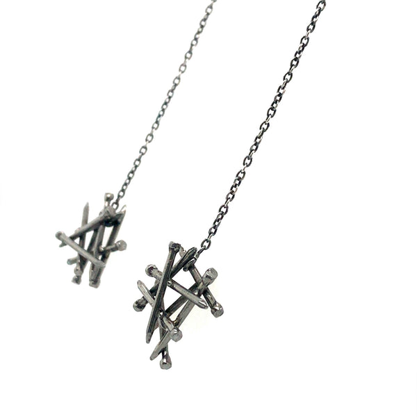 Hanging Brad Nail Drop Earrings by Brooklyn Soucie