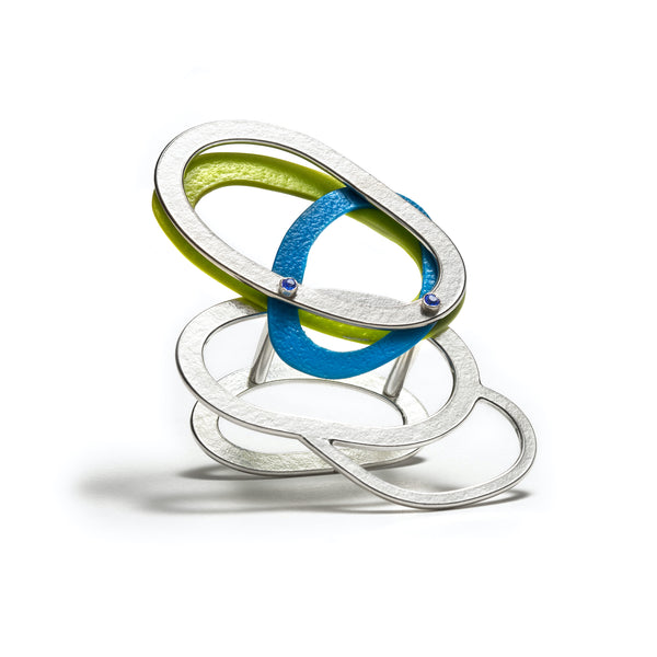 Bague "E", Recycled Plastic and Sterling Ring by Claude Larivée