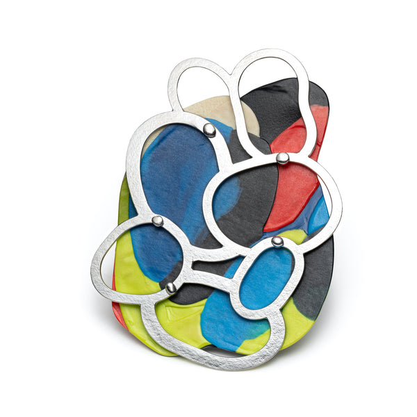 Broche "D", Recycled Plastic and Sterling Brooch by Claude Larivée
