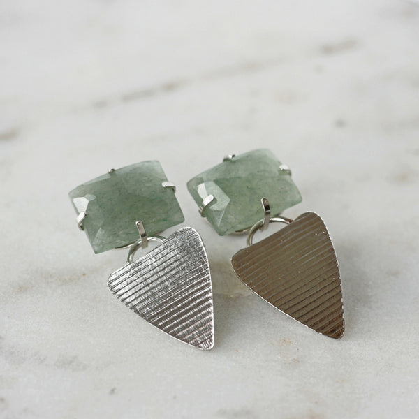 Green Aventurine Stud Drop Earrings by Katherine McHugh