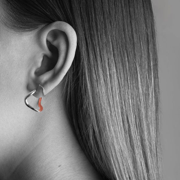 Copper and Silver Hoop Earrings by Claudine Moncion