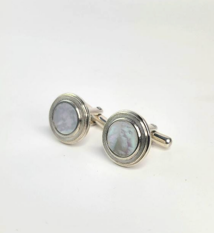 Silver cufflinks with circular design