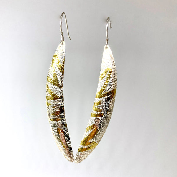 Long Etched Dangle Earrings by Karine Rodrigue