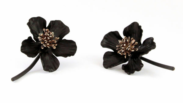 Floral Copper and Sterling Earrings by Katherine McHugh