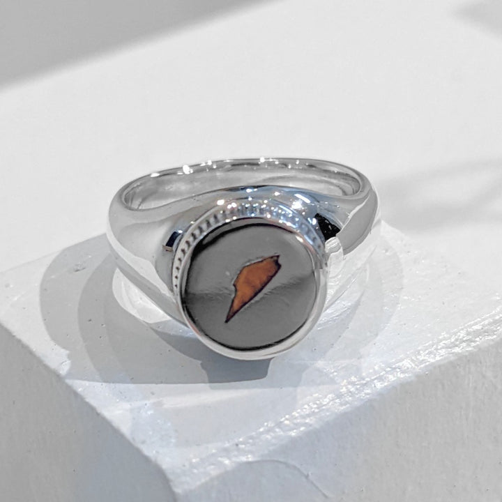 Gatorade Ring, from the 7 jours Collection. 2022.   Created with wax carving, 3D design & printing, and enamelling, this ring is made of sterling silver and enamel.  2.5x2x1cm